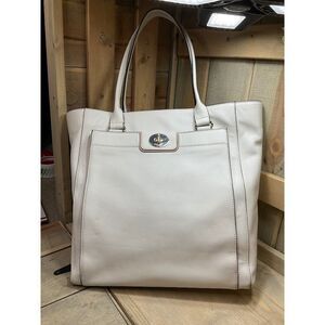 KATE Spade Soft Cow Leather White Shoulder Bag Tote Gold Hardware